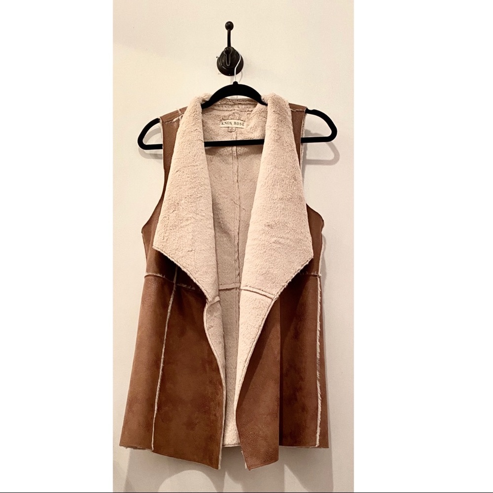 Knox Rose Brown Faux Shearling Vest